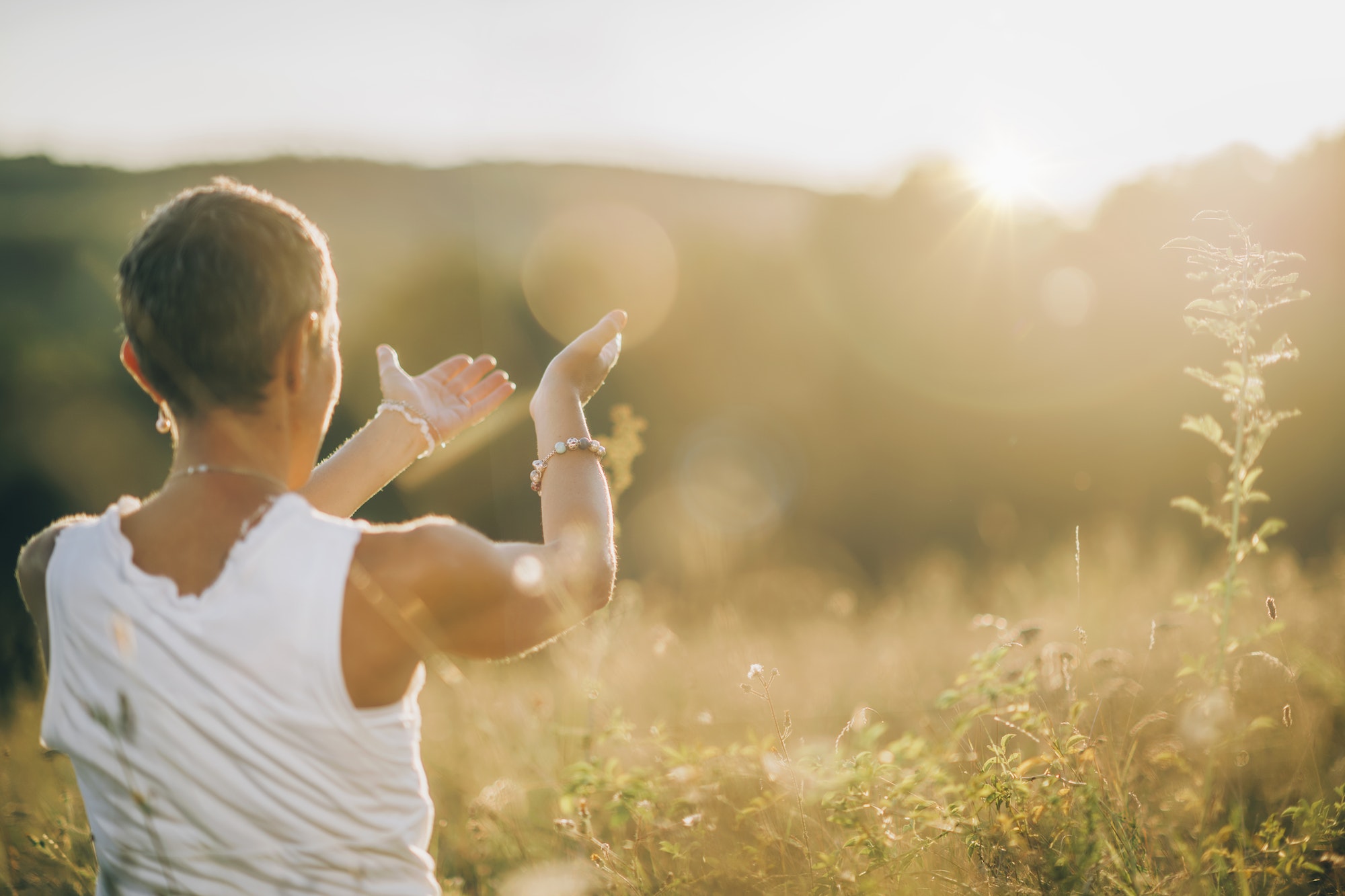 Meditating Outdoors, Connecting with Light